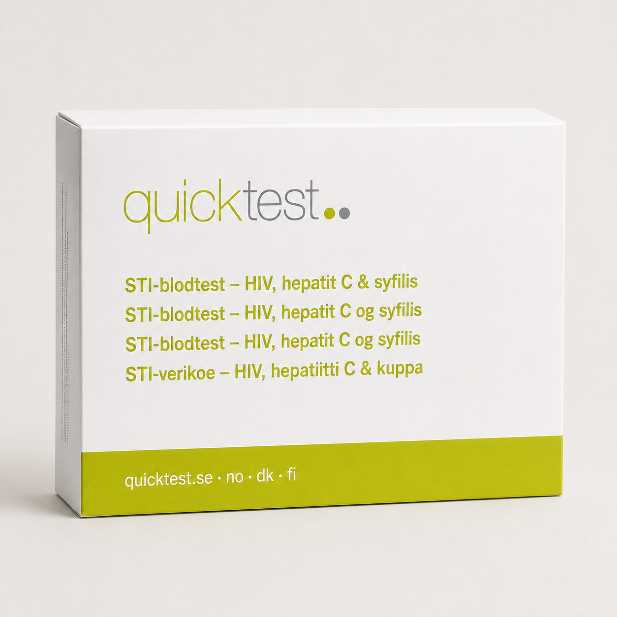 Stor kønssygdomstest - HIV, hepatitis C & syfilis - laboratorieprofil - Quicktest laboratorietest, emballage