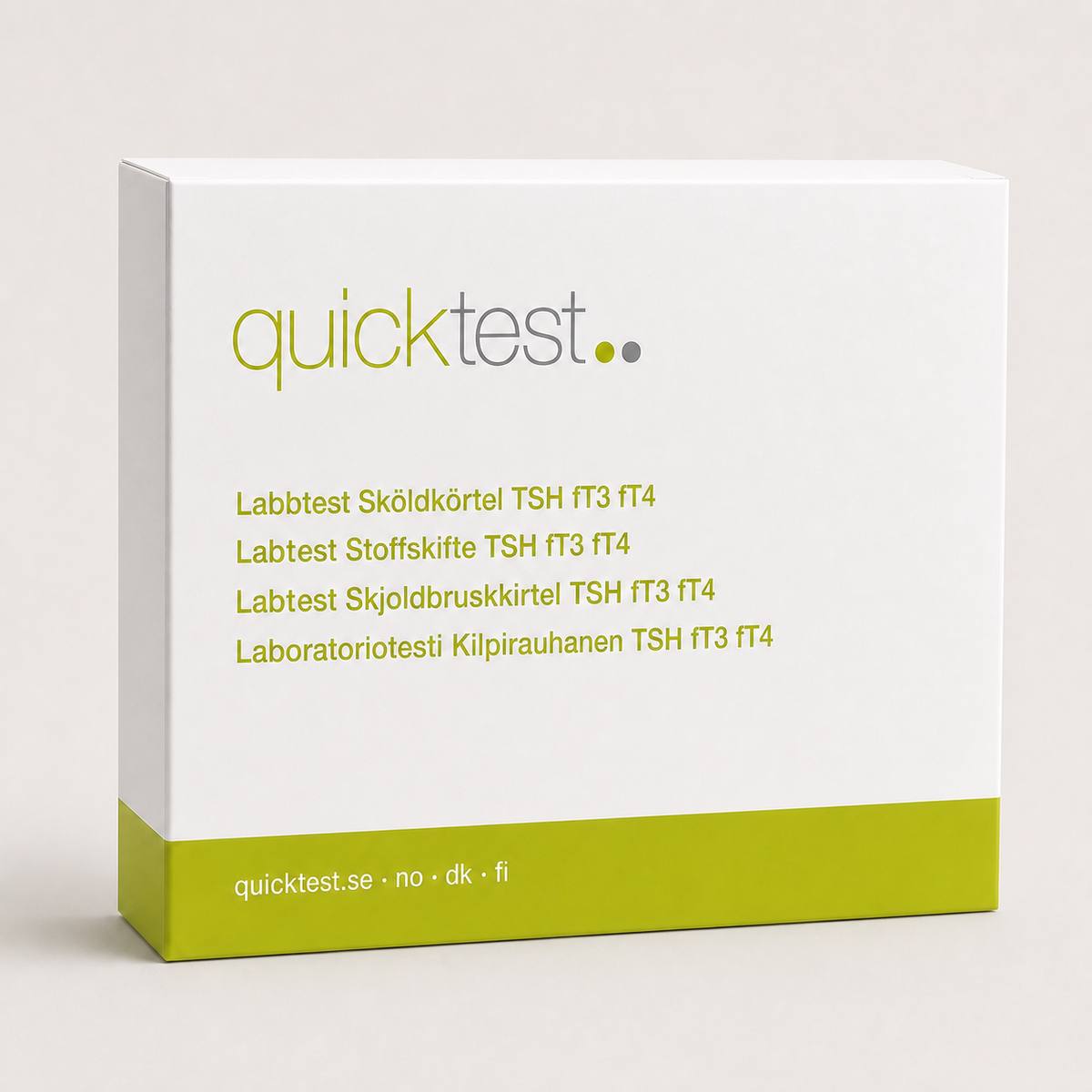 Skjoldbruskkirteltest Basis - TSH, fT3 & fT4 - Quicktest laboratorietest, emballage