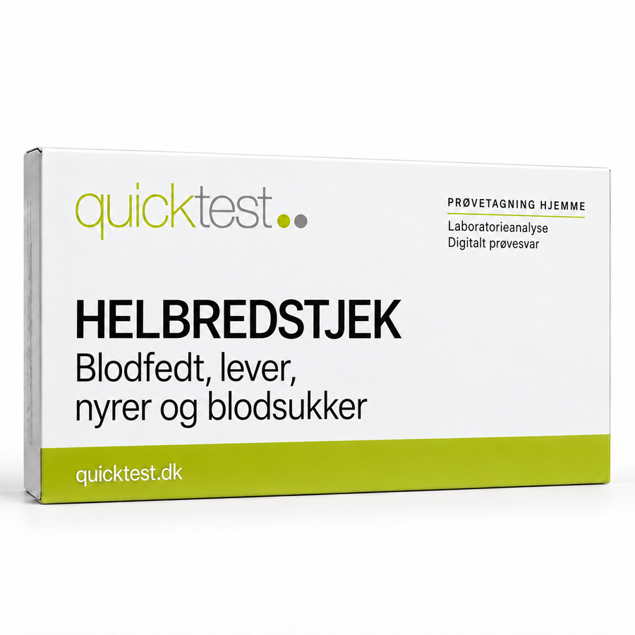 Quicktest HELBREDSTJEK – Blodfedt, lever, – nyrer og blodsukker – dansk produktbillede