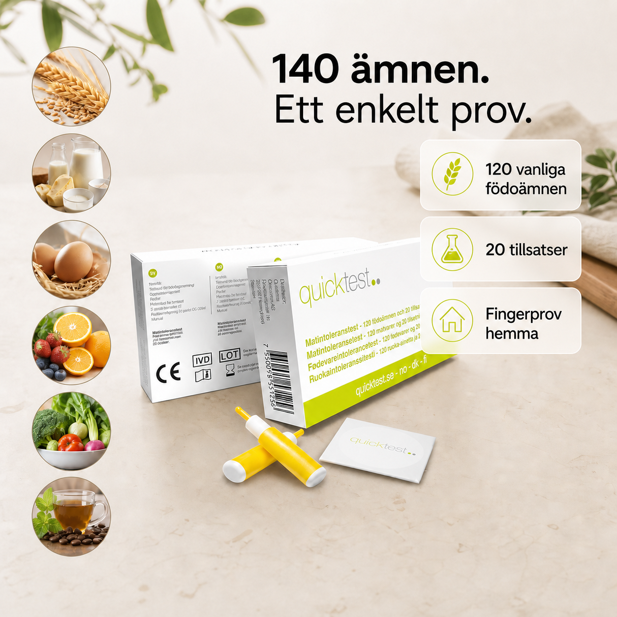Matintoleranstest som analyserar 120 födoämnen och 20 tillsatser